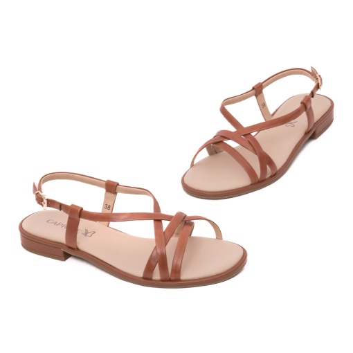 Sandale dama din piele naturala, Caprice, 9-28100-44 303 COGNAC NAPPA, coniac - Img 2