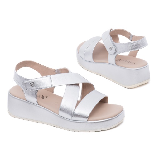 Sandale dama din piele naturala, Caprice, 9-28305-44 920 SILVER METAL, argintiu - Img 3