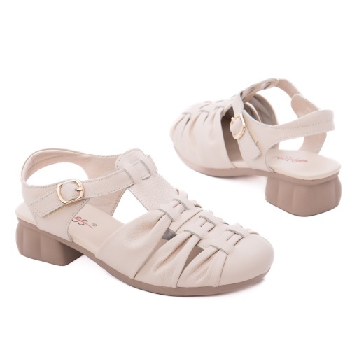Sandale dama din piele naturala, PASS Collection 9VZM80001B 52-N, crem - Img 3