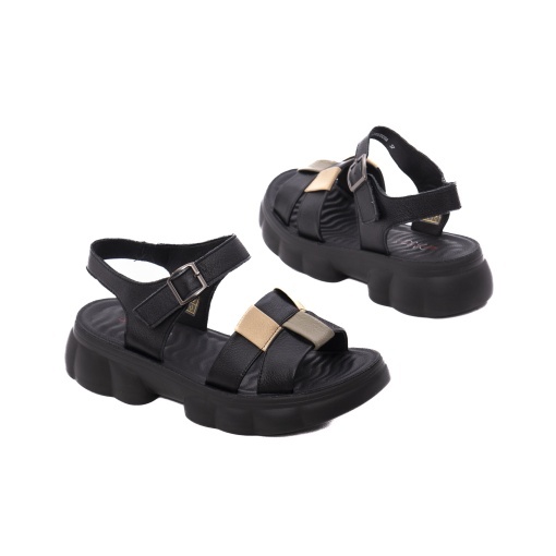 Sandale dama din piele naturala, PASS Collection J9J980009A 01-N, negru - Img 3