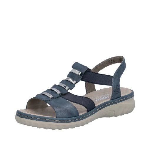 Sandale dama din piele naturala, Rieker 60452-12, bleumarin - Img 2