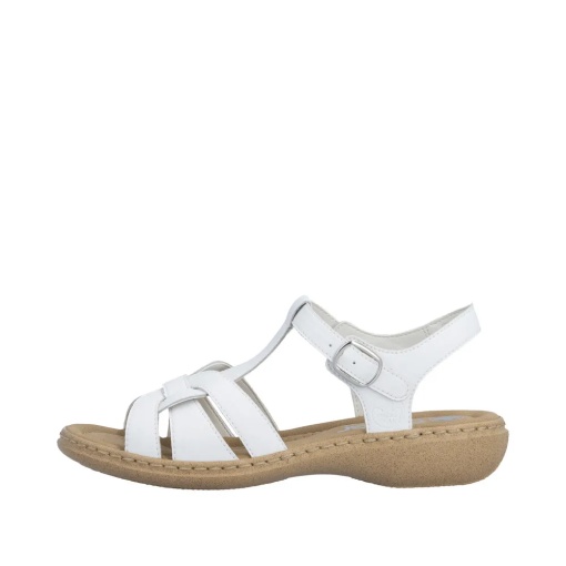 Sandale dama din piele naturala, Rieker 61853-80, alb - Img 6
