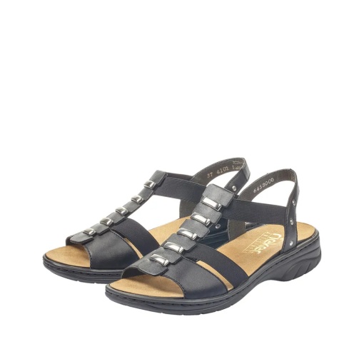 Sandale dama din piele naturala, Rieker 64580-00, negru - Img 2