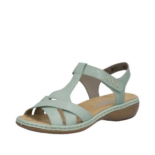 Sandale dama din piele naturala, Rieker 65919-52, verde - Img 2