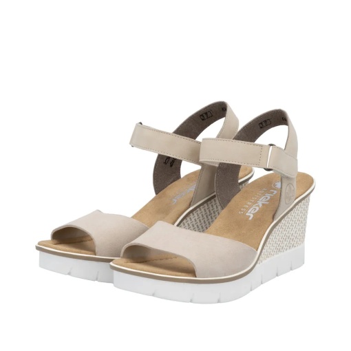Sandale dama din piele naturala, Rieker 68590-60, bej - Img 4