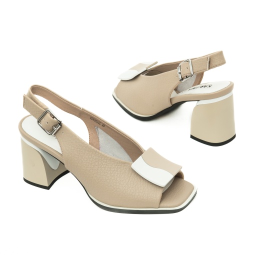 Sandale dama elegante din piele naturala, KARISMA, 7QXS60020A 03-N, bej - Img 3