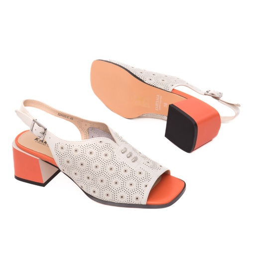 Sandale dama elegante din piele naturala, KARISMA, 7QXS60021C 52-N, crem - Img 4