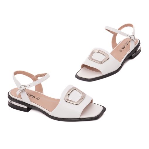 Sandale dama elegante din piele naturala, KARISMA, JYJY60001D 13-N, alb - Img 2