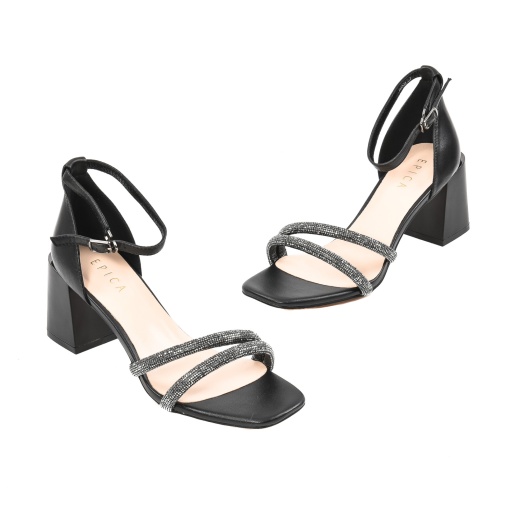Sandale elegante dama, piele naturala, F86416-8542-1848A, negru - Img 2