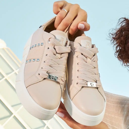 Sneakers dama roz Rieker Revolution piele naturala W0506-31 - Img 3