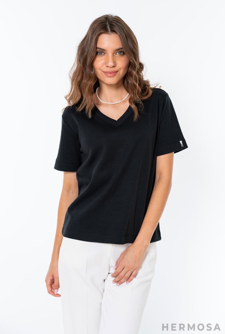 Tricou uni din bumbac AGNES Hermosa, negru - Img 9