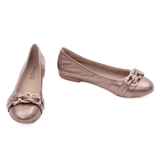 Balerini dama din piele naturala, Caprice, 9-22114-46 341 TAUPE METALLIC, taupe metalizat - Img 4