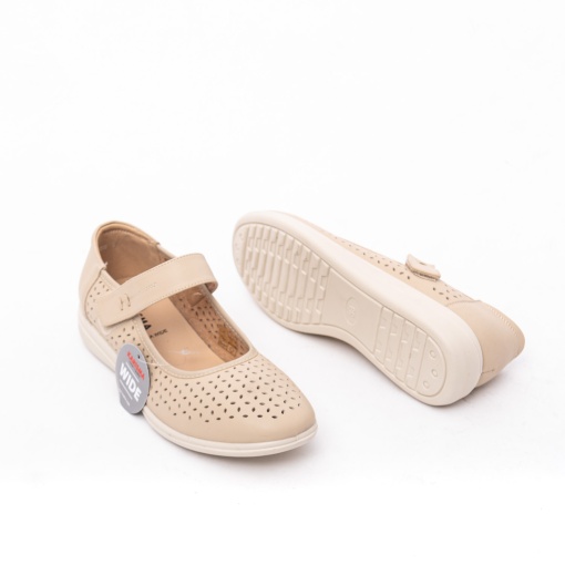Balerini damă din piele naturală perforată 8OWB60020B 03-N Karisma, extra wide, bej - Img 3