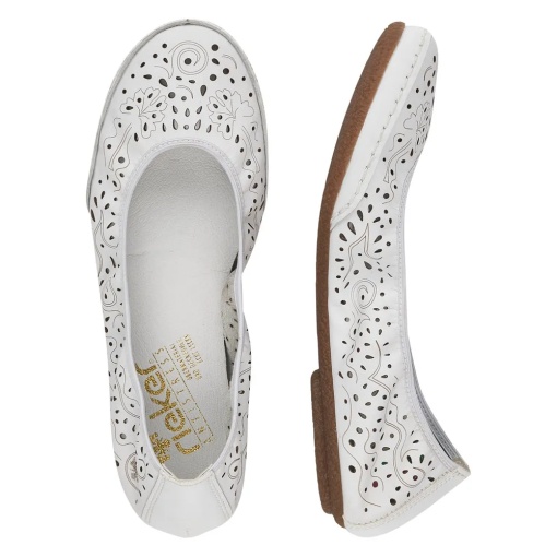 Balerini dama din piele naturala, Rieker 41460-80, alb - Img 10