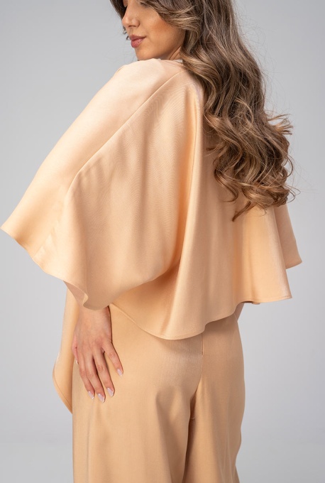 Bolero uni din rayon cu croi lejer MIRUNA, Hermosa, bej - Img 3