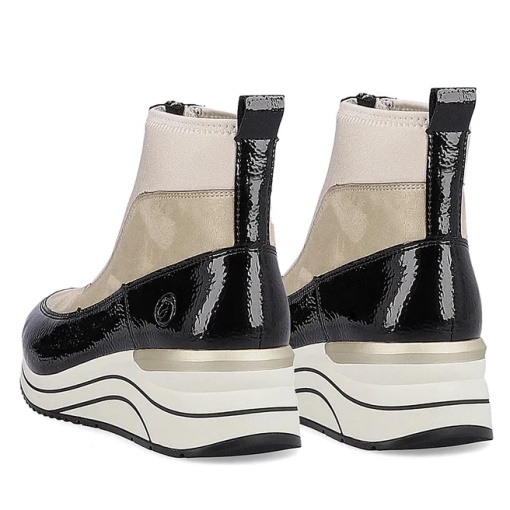 Botine dama piele, D0T71-60 crem/negru - Img 3