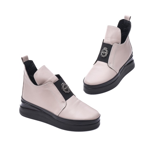 Botine dama, piele naturala, NC64039118 934414 SIYAH VIZION, bej - Img 2