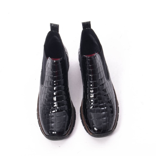 Botine dama piele naturala, Rieker 53794-01, negru lac - Img 6