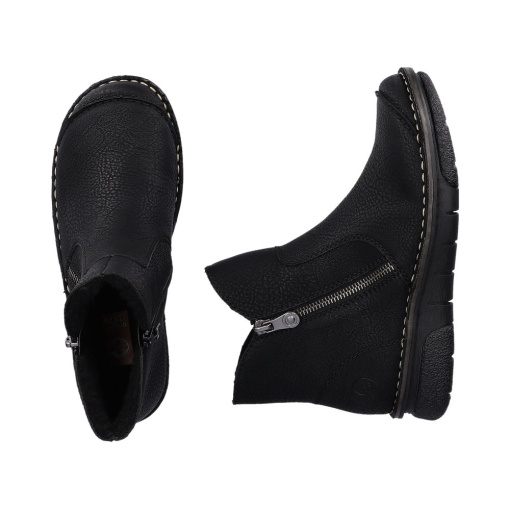 Botine damă Rieker 73357-00 – Negre, căptușite, cu fermoar lateral și talpă antiderapantă - Img 9