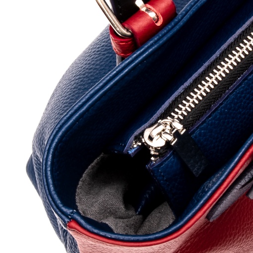 Geanta multicolora dama By Tommy piele, rosu si bleumarin - Img 2