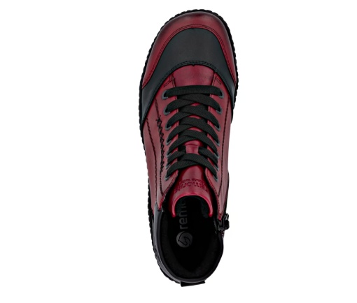 Ghete casual damă Remonte R1456-35 roșu-negru cu fermoar și șiret, confort G, talpă flexibilă - Img 6