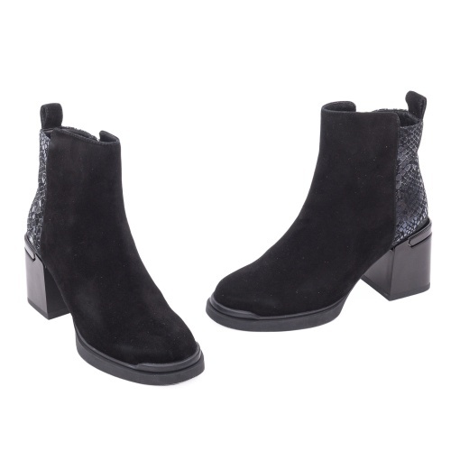 Ghete dama din piele intoarsa, Epica 32177-0513-H564J O7-I, negru print - Img 2