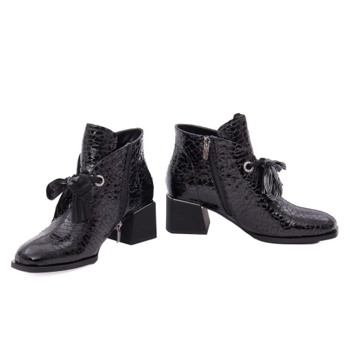 Ghete dama din piele naturala lacuita, Epica 1JI70016A 01-O, negru - Img 3