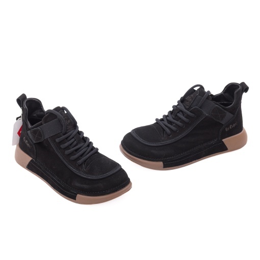 Ghete dama din piele naturala nabuc, OBUWIE, Lee Cooper LCJ-26-19-4604L, negru - Img 2