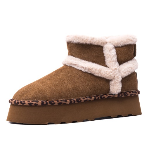 Ghete dama imblanite din piele intoarsa, O-JOO, GWEN OL52502A, tobacco - Img 3