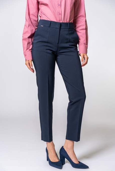 Pantaloni conici din bumbac DARIA, Hermosa, bleumarin - Img 2