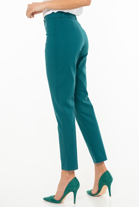 Pantaloni conici din tercot elastic cu densitate mare BECKY, Hermosa, turcoaz - Img 4