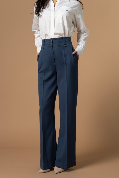 Pantaloni creati pentru a adauga rafinament tinutelor office si smart-casual SORAYA, Hermosa, bleumarin - Img 4