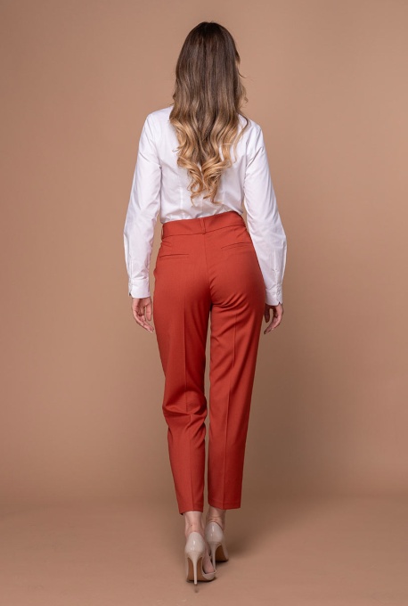 Pantaloni cu croi conic JESSIE, Hermosa, caramiziu - Img 7