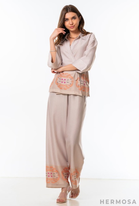 Pantaloni Dasha Bej Print Limitat - Img 5