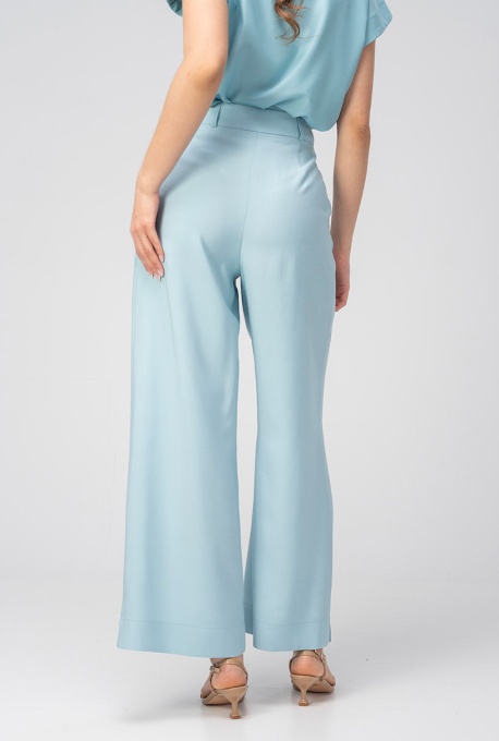 Pantaloni Meda Aqua palazzo din modal, cu talie înaltă - Img 6