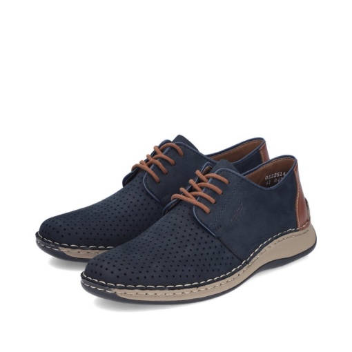 Pantofi barbati casual din piele naturala intoarsa, Rieker 05226-14, bleumarin - Img 2