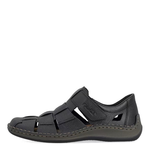 Pantofi barbati de vara din piele naturala, Rieker 05281-00, negru - Img 4