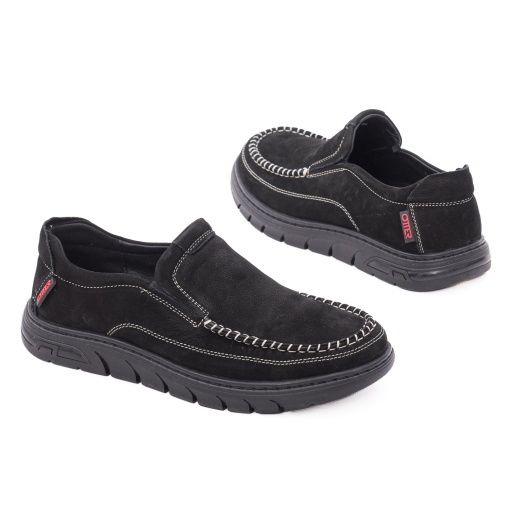 Pantofi barbati eleganti din piele naturala nabuc, Otter, 1E690017A 01-2, negru - Img 3