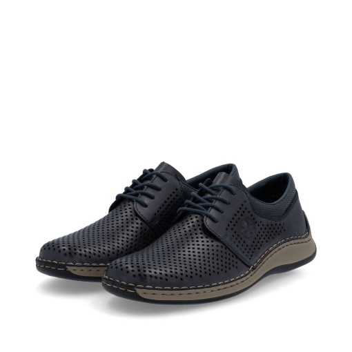 Pantofi Bărbați Rieker 05213-14 din Piele Naturală Perforată Bleumarin - Img 9