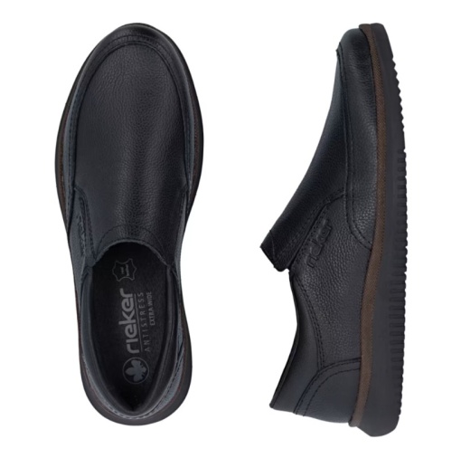Pantofi Casual Bărbați Rieker 10454-00 Negri - Piele Naturală - Lățime H (Extra Wide) - Img 9