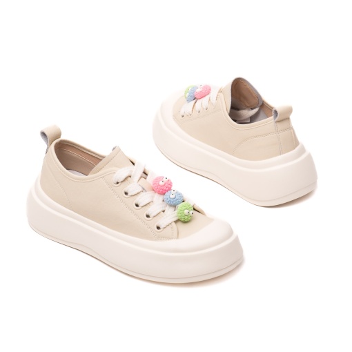 Pantofi dama casual, piele naturala, 6LMQ60013A-03, bej - Img 3