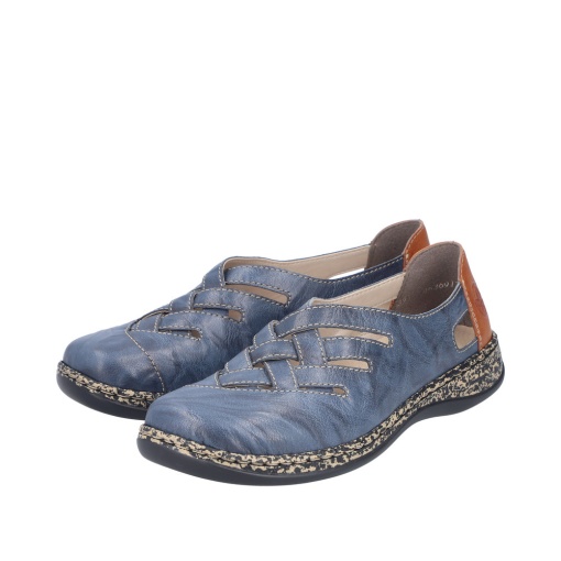 Pantofi dama casual, Rieker 46369-12 din piele naturala, bleumarin - Img 2
