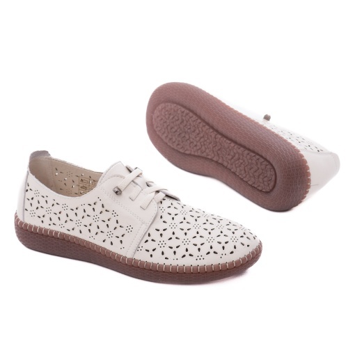 Pantofi dama de vară din piele naturala, PASS Collection X4X480015B 52-N, crem - Img 4