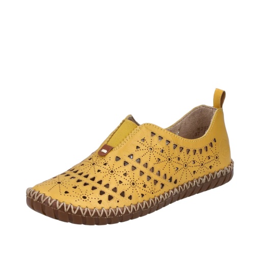 Pantofi dama de vara din piele naturala, Rieker M2852-68, galben - Img 2