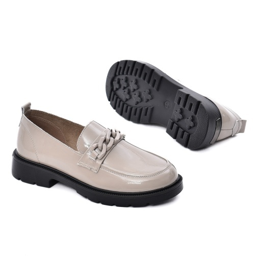 Pantofi dama din piele naturala lacuita, PASS Collection, X4X480006A 03-1, bej - Img 4