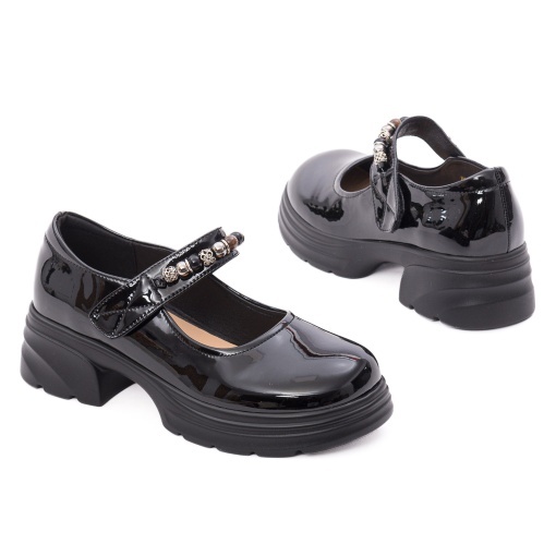 Pantofi dama eleganti din piele naturala lacuita, PASS Collection 1MA90003A 01-L, negru - Img 3