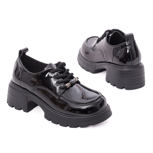 Pantofi dama eleganti din piele naturala lacuita, PASS Collection 1MA90002A 01-L, negru - Img 3