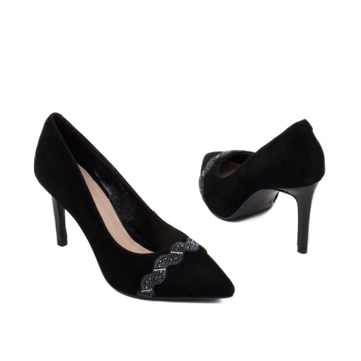 Pantofi dama eleganti, piele naturala intoarsa, HMHM00039 01-I, negru - Img 3