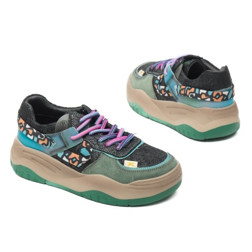 Pantofi dama sport din piele ecologica, Feeling S001, negru multicolor - Img 3