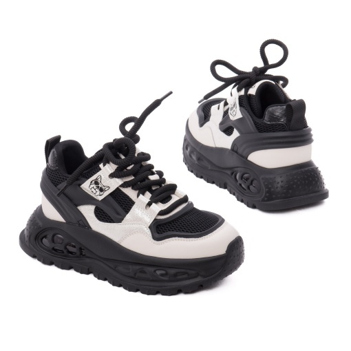 Pantofi dama sport din piele mix, Gryxx Z69059-2B 01-Z, negru - Img 3